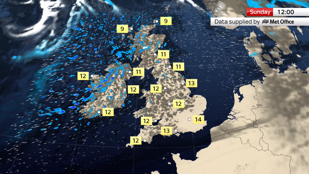 Temperatures will return to April averages as patchy rain spreading south allows a cool north-westerly flow to set in. However, it'll be warm in the south-east today. Sunday will be a day of sunshine and showers and it'll stay unsettled into next week. Next weekend however...