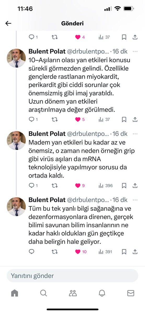 Evet neden diğer aşıları da mRNA teknolojisiyle yapmıyorlar? Bülent Hoca çok haklı bir soru sormuş👏👏