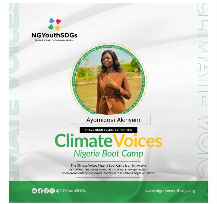 I am so excited to be selected for Climate Voice Nigeria Boot Camp by  @NGYouthSDGs. 
#ClimateVoiceNG