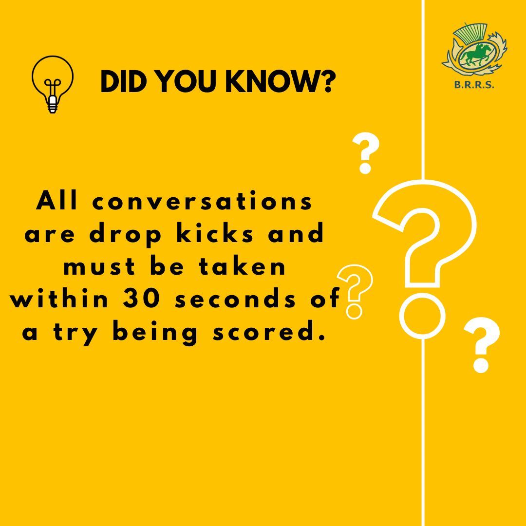 💡Did you know? ⏱️Conversions must be taken quickly after a try is scored.