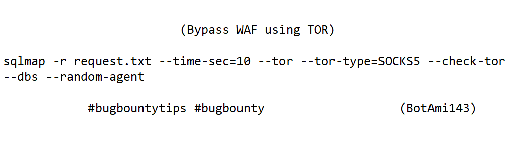 ⛔️- Bug Bounty Tip -🔴

🔴(Bypass WAF using TOR)⛔️

#bugbountytips #bugbounty #bugbountytip #InfoSec #DataProtection #ThreatAlert #NetworkSecurity #CyberAttacks #CVEs #BugBounty #CyberThreats #SecurityFlaws #ITSecurity #ZeroDay #DataBreach #Hacking