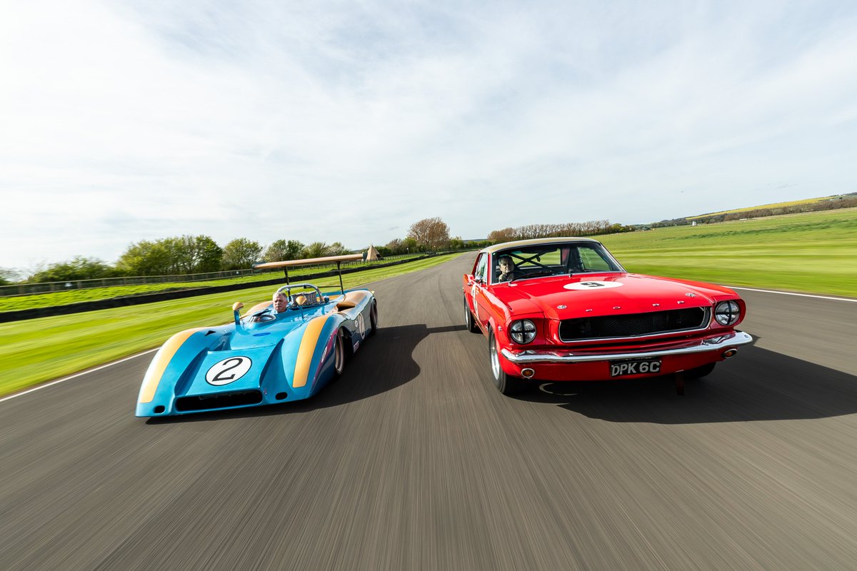 GoodwoodRRC's tweet photo. The @AlanMannRacing cars are looking glorious at #81MM. Alan Mann Racing ran #Ford Mustangs and were crucial in the development of the GT40. The 1969 Open Sports Ford will also appear in the much-anticipated #CanAm demo.

📸 Joe Harding https://t.co/yjtA0kh1GJ