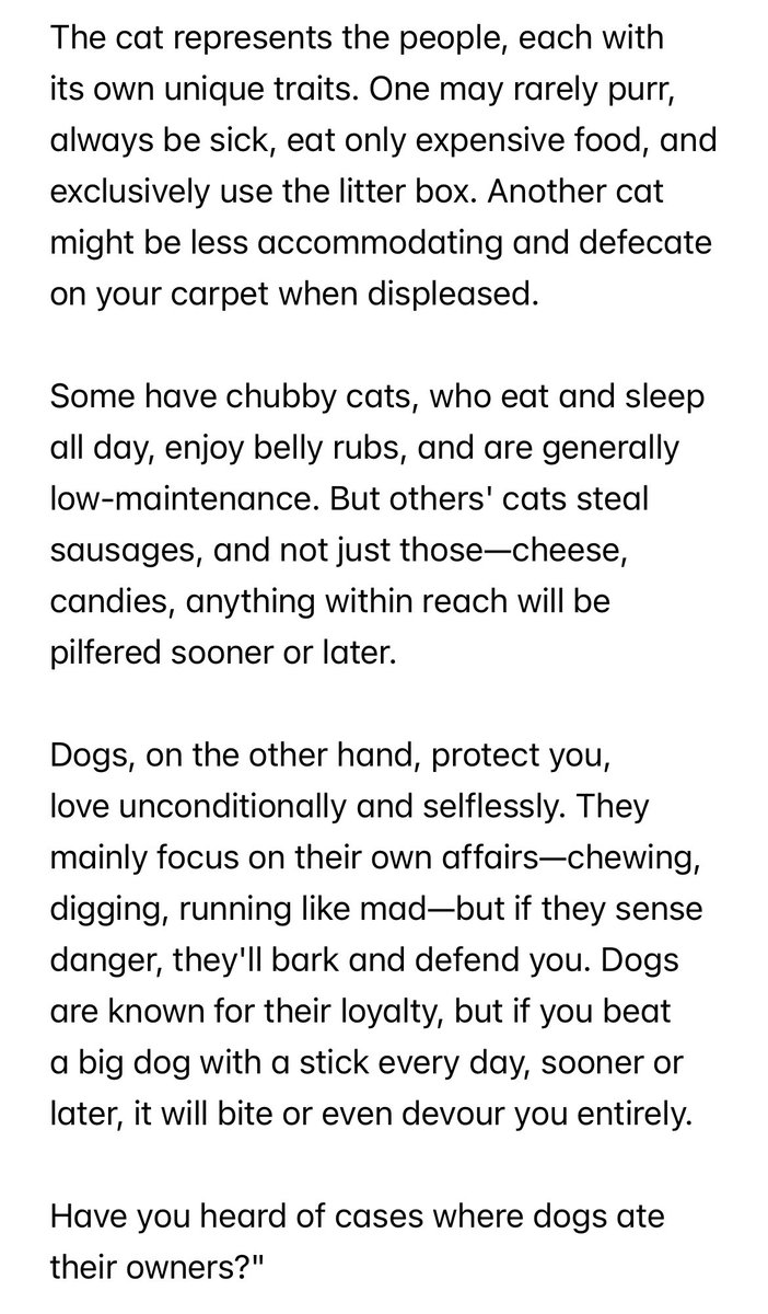 masuchiss's tweet photo. A fascinating analogy: Man, cat, and dog are like the government, the military, and the people. https://t.co/gh4jdq28An