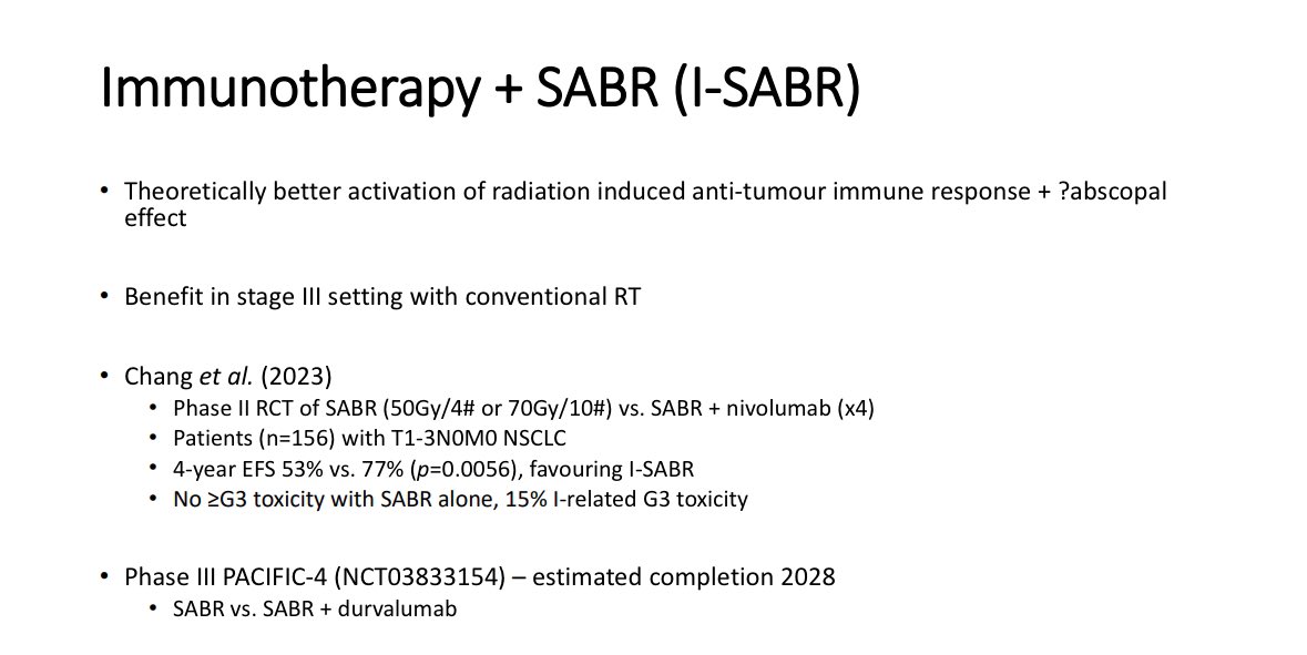 Now up at #AILCC24 is @cbcrockett87 from @BelfastTrust giving a superb overview of #SABR in early stage #NSCLC 

Discusses ongoing studies and recent use of adjuvant #immunotherapy