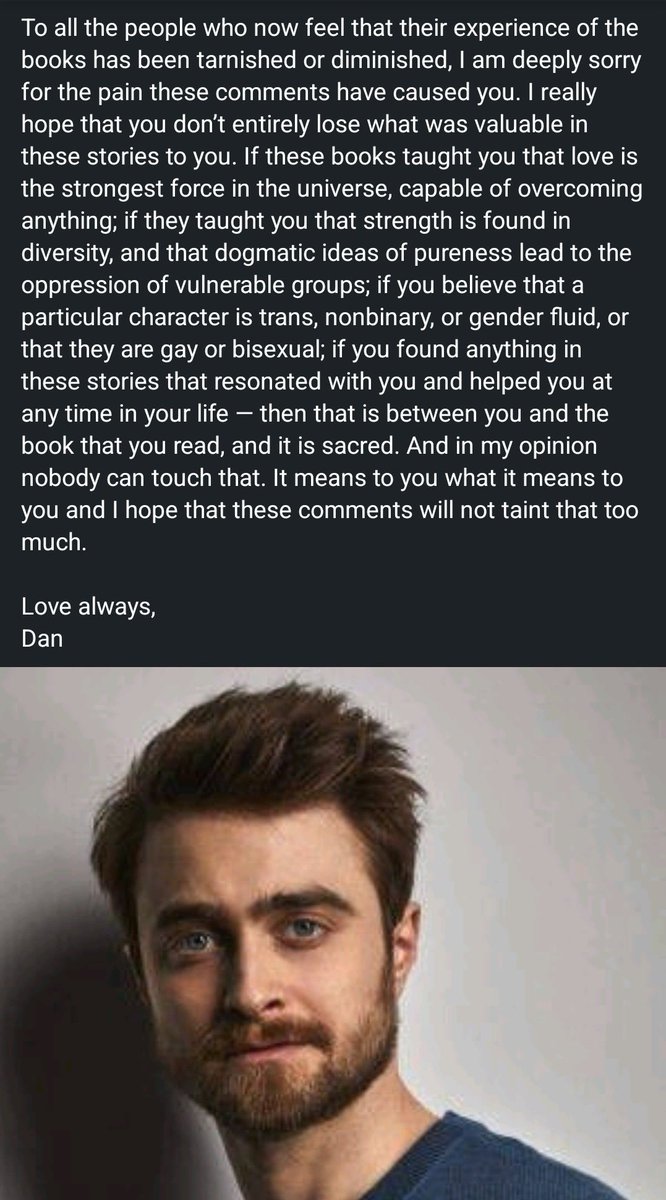 What an absolutely brilliant human being. This is how you stand up for what’s right and speak up for those that have smaller voices for you. This is what being a better person looks like. Love Daniel Radcliffe. #TransRightsAreHumanRights
