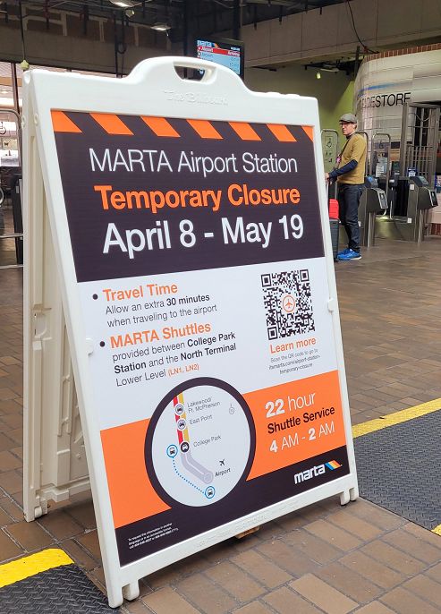 🚨 RIDER ALERT! Airport Station is temporarily closed. Catch a shuttle bus to @ATLairport at College Park Station and be sure to give yourself an extra 30 minutes when taking MARTA to the airport. Learn more: bit.ly/4bXKrSG