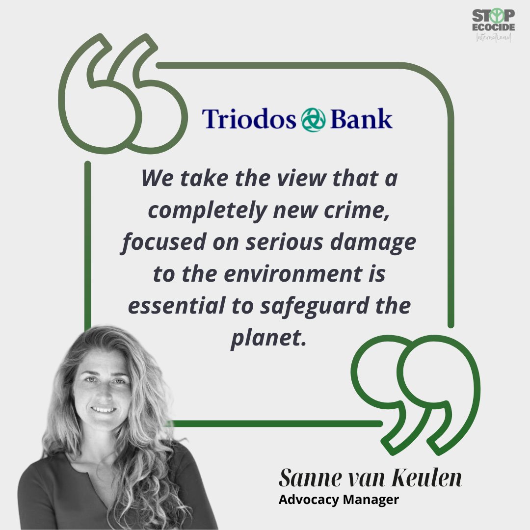 #Triodos has responded to a public consultation held by the office of the Chief Prosecutor of the @IntlCrimCourt urging the court to introduce a new international crime of #ecocide!

Read a selection of responses from key stakeholders here: stopecocide.earth/otp-responses

#StopEcocide