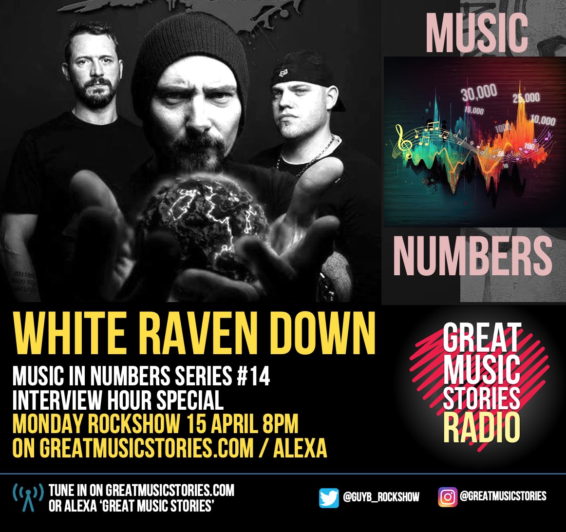 White Raven Down return. Old friends are back on the Monday rockshow for an hour talking music and numbers. @WhiteRavenDown Monday 8pm