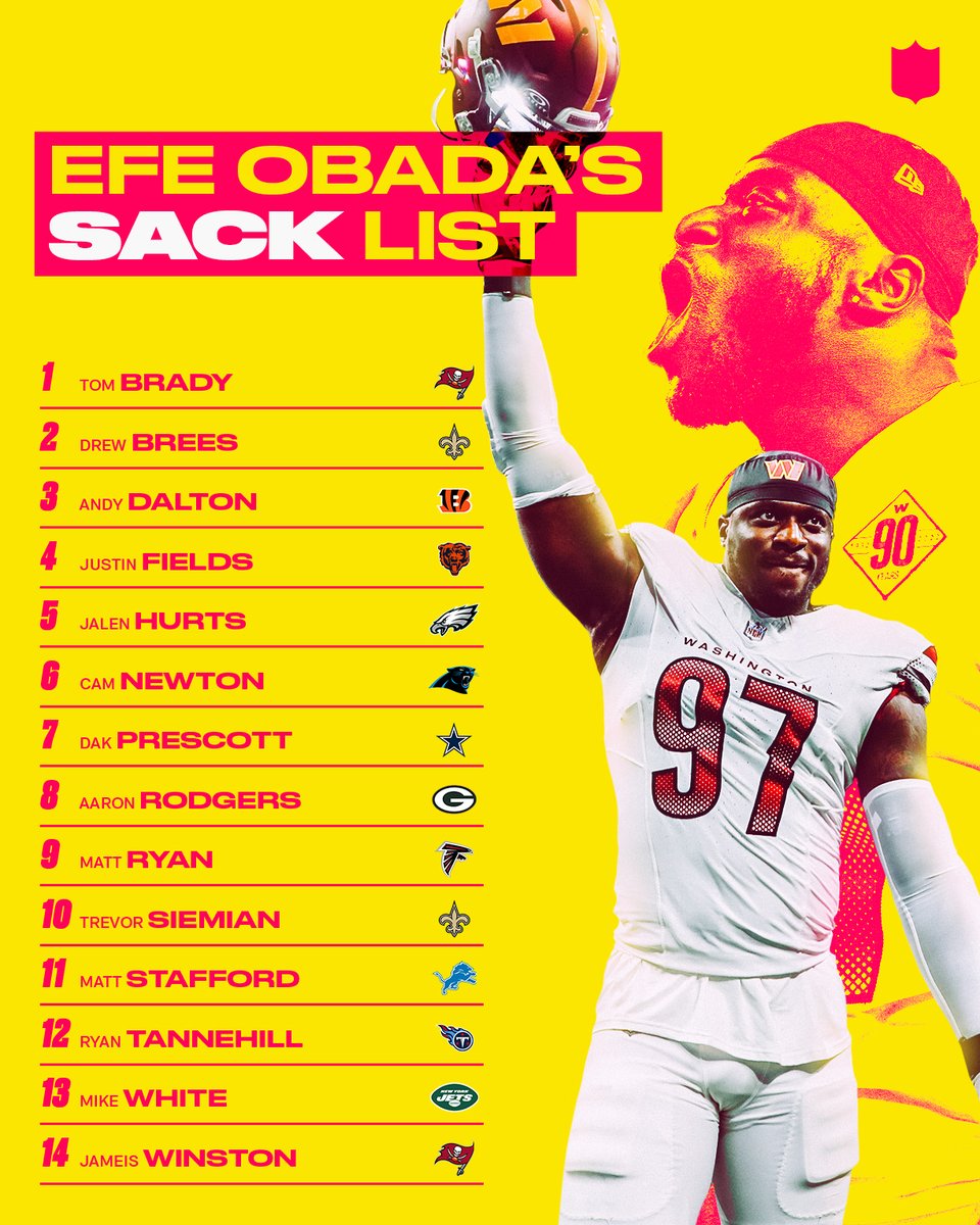 Gotta catch 'em all! Birthday boy @EfeObadaUK has sacked the best of the best so far in his NFL career 😤