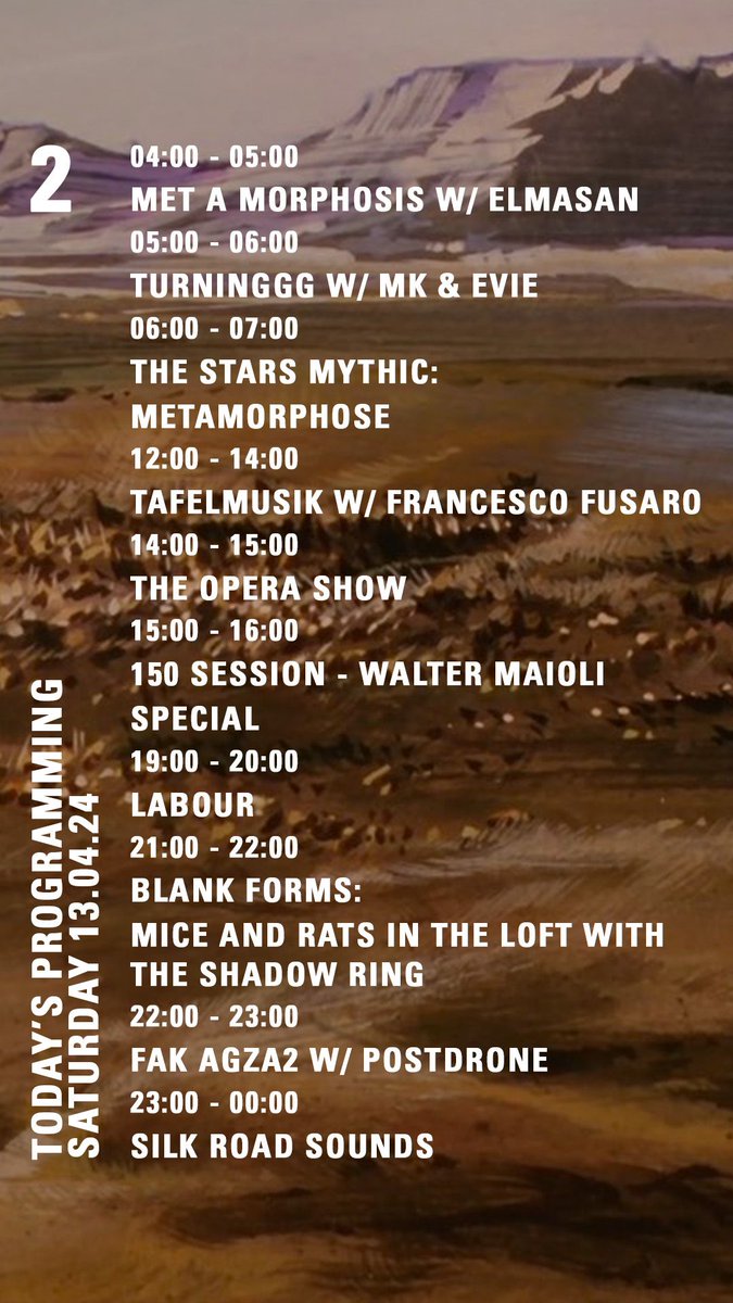NTS Radio (@ntslive) on Twitter photo Up on NTS today... <a href="/_aqwea/">AQWEA</a> <a href="/touching_bass/">Touching Bass</a> <a href="/PaulCamo/">Paul Camo</a> <a href="/JaponicaLDN/">Howard Williams</a> <a href="/ilfroz/">Francesco Fusaro / Froz</a> @blankforms
nts.live Up on NTS today... <a href="/_aqwea/">AQWEA</a> <a href="/touching_bass/">Touching Bass</a> <a href="/PaulCamo/">Paul Camo</a> <a href="/JaponicaLDN/">Howard Williams</a> <a href="/ilfroz/">Francesco Fusaro / Froz</a> @blankforms
nts.live