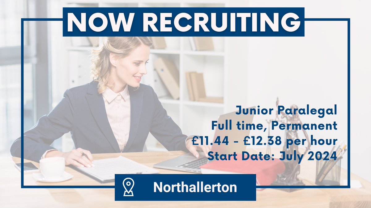 Are you our future legal professional? 📝

@northyorksc is seeking a Junior Paralegal to join our team. You will be enrolled on a two year #apprenticeship programme.

🔗For more information and to apply, visit bit.ly/4awzt51

#legalcareers #jobalert #NorthallertonJobs