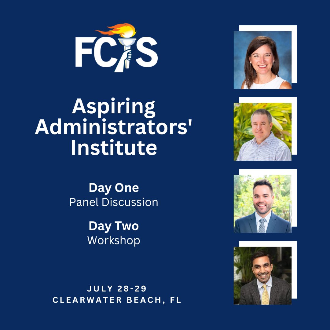 Join our Aspiring Administrators' Institute to learn more about the roles administrators play in schools and what it takes to make a successful transition.  View the full schedule and register at ow.ly/BNsV50QP4kp

#FCIS #FCISEvents #IndySchools