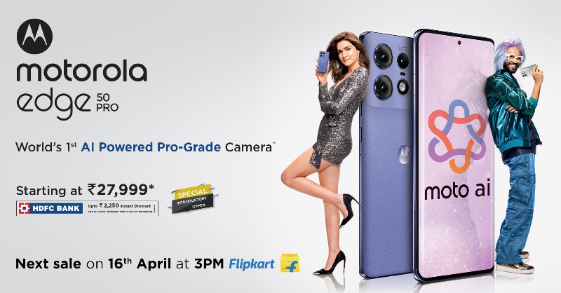 motorolaindia's tweet photo. We're truly humbled by your amazing response. Get ready for the next opportunity to own the #MotorolaEdge50Pro!  Our next sale will be on Tuesday, April 16th at 3:00