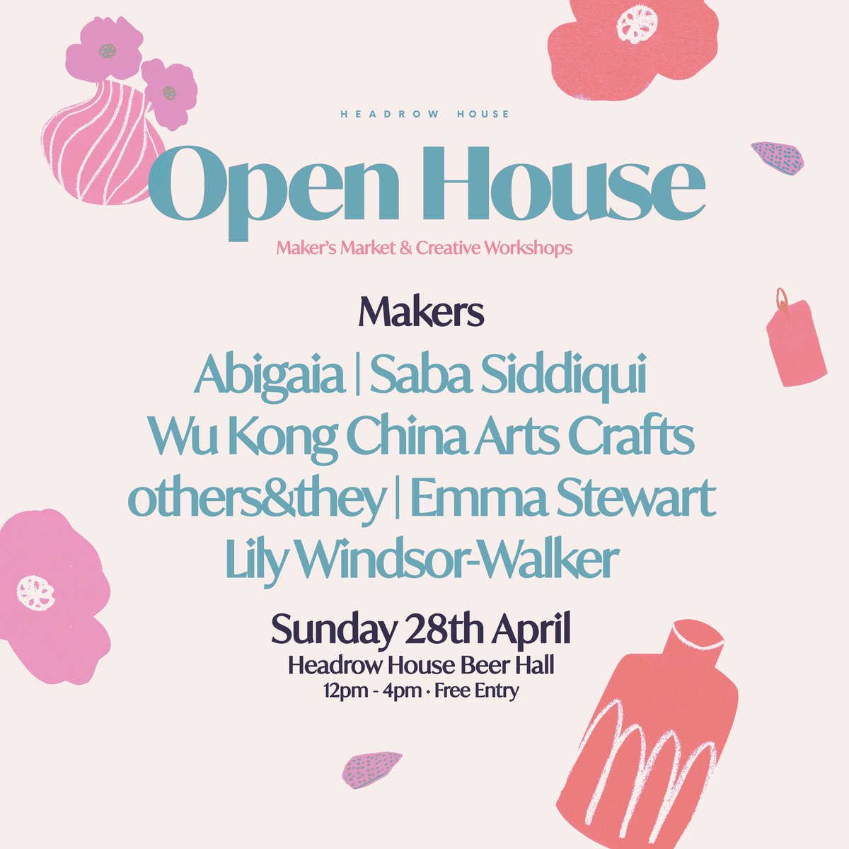 The wonderful makers joining us at this months Open House ✨ Shop lots of local goods in the Beer Hall, 12pm - 4pm Free tickets redeemable on @dicefm buff.ly/4cIQU4o