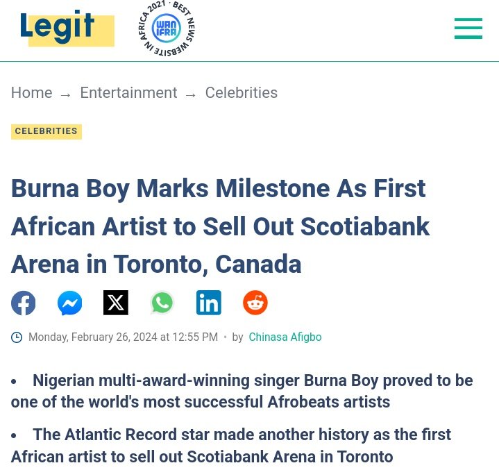 The way Burna sold out that arena twice. But let Outsiders respond and it's 'Burna Boy fans are too bitter' lol