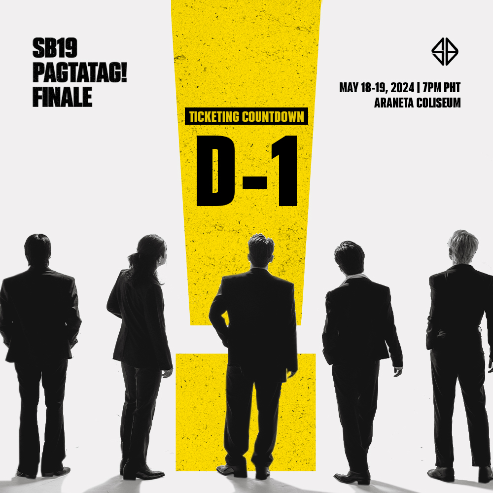 ⚠️ [D-1] PAGTATAG! FINALE TICKETING

May 18-19, 2024 | 7PM
Araneta Coliseum

📢 Tickets available starting April 14, (SUN), 12PM PHT via TicketNet Outlets Nationwide or through ticketnet.com.ph

#SB19 #PAGTATAG #SB19PAGTATAG #PAGTATAGWorldTour #PAGTATAGFINALE
