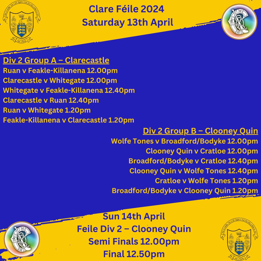 Best of luck to all taking part in Féile this weekend!