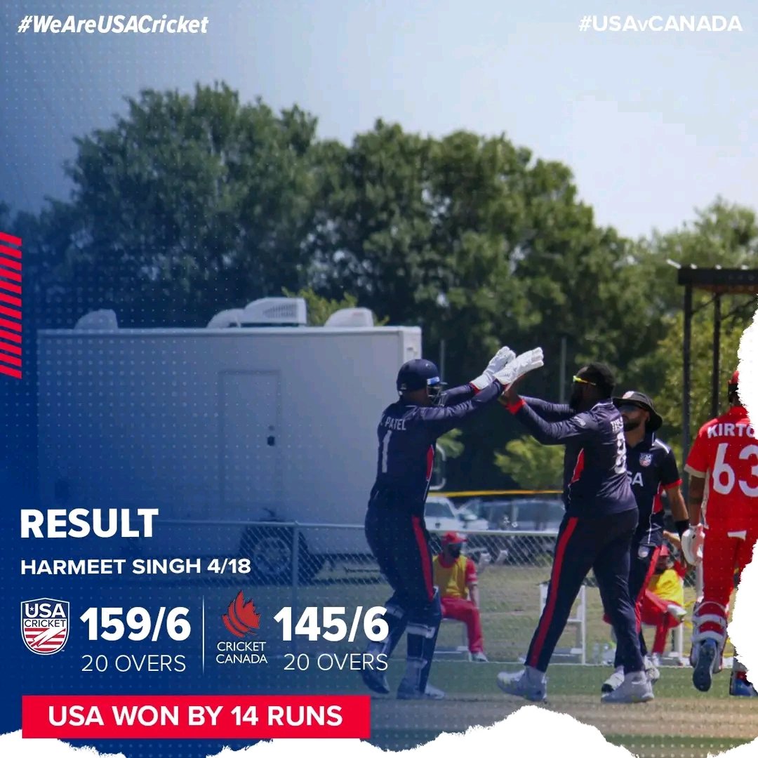 USA WINS!

USA wins their third straight match and the series! They win the match by 14 runs with a big bowling performance by Harmeet Singh

#USACricket #T20Is #USAvsCanada 🇺🇸🇺🇸🔥🔥