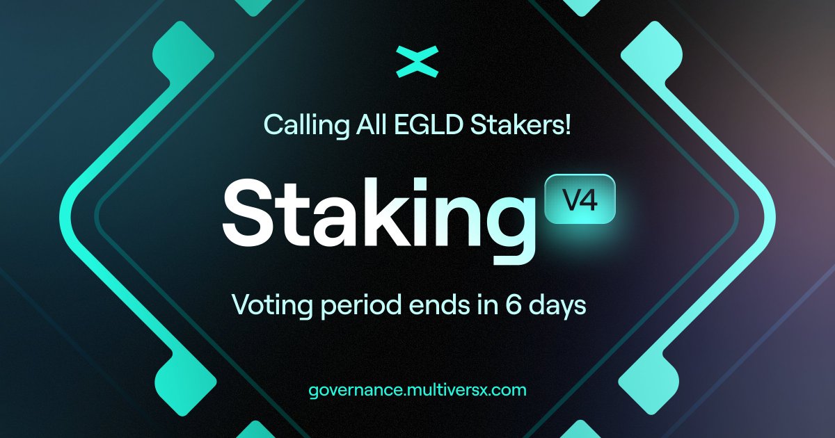 Vote for Staking V4 and receive a Soulbound SFT by the end of the proposal. Governance participation is available for everyone staking $EGLD. PS: we’ll be hosting an X Space with approachable explanations on everything this brings on Monday. governance.multiversx.com/proposal/erd1q…