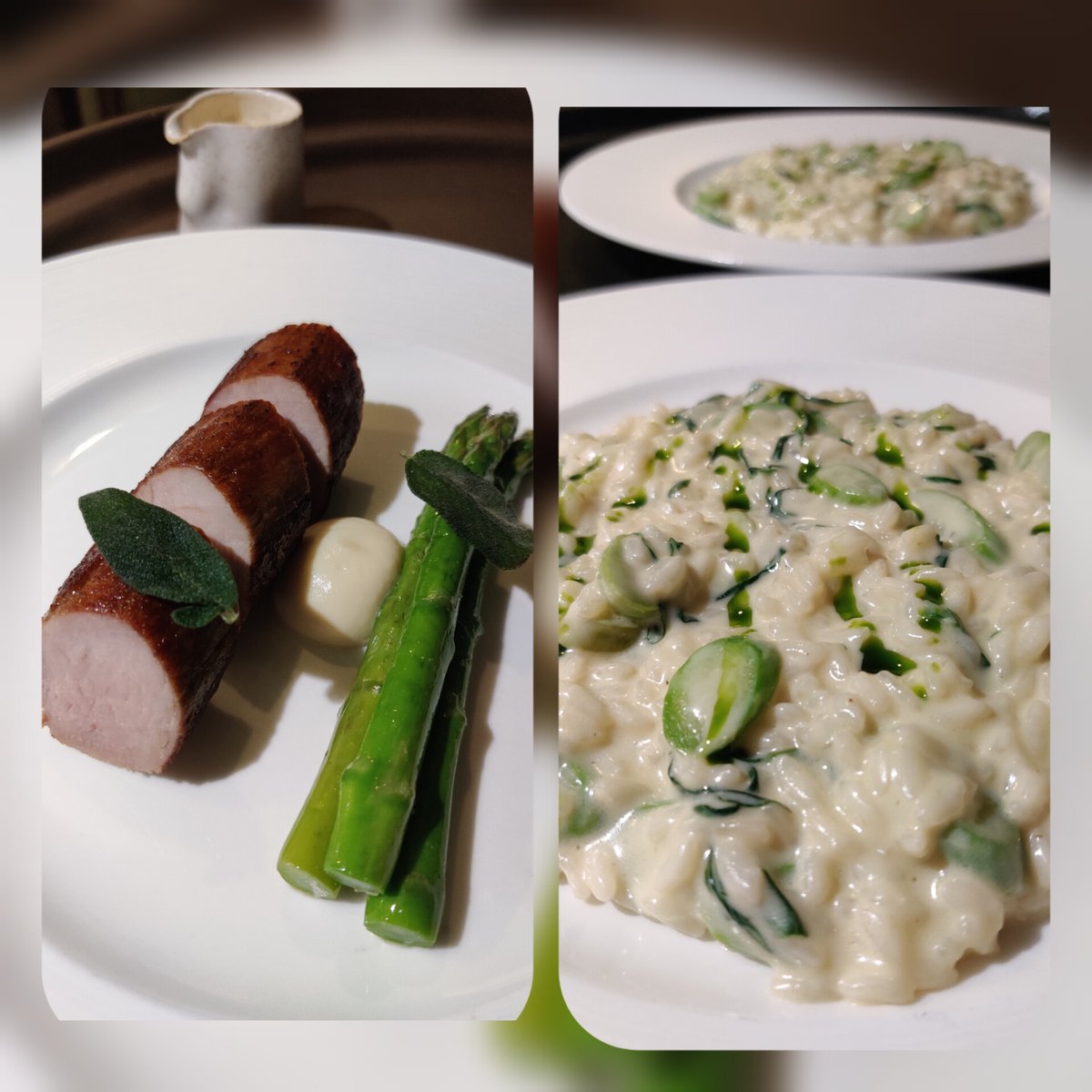 Our seasonal set menu is also available on Saturdays! 
This week <a href="/Odettes_rest/">Odettes Restaurant</a> we have:
Roast pork, mustard velouté, English asparagus
Asparagus risotto, aged Parmesan, wild garlic 
with <a href="/Brynwchef/">Bryn Williams</a>