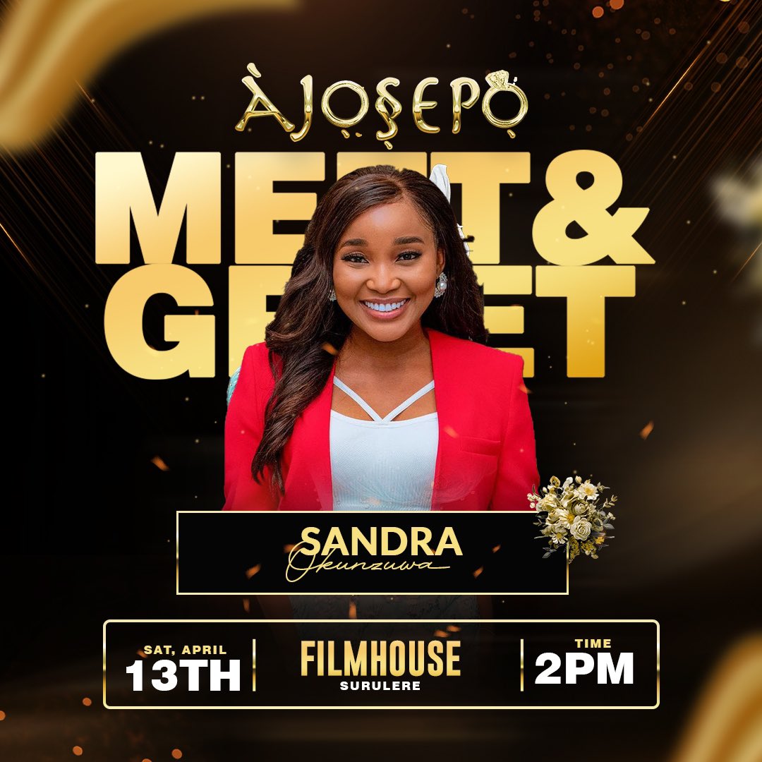 Are you ready for this one!!! It’s Meet and Greet Season 🥂 • Come out, have fun and watch an hilarious movie #Ajosepo with @bolajiogunmola @topeolowoniyan & @sandraokunzuwa 🔥🔥 • 📍- Ikeja City Mall by 2pm & Filmhouse Surulere by 2pm • #FilmOne