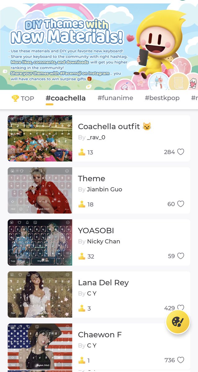 Download some cool Coachella keyboard themes now to get the vibes! Or upload your own!!!