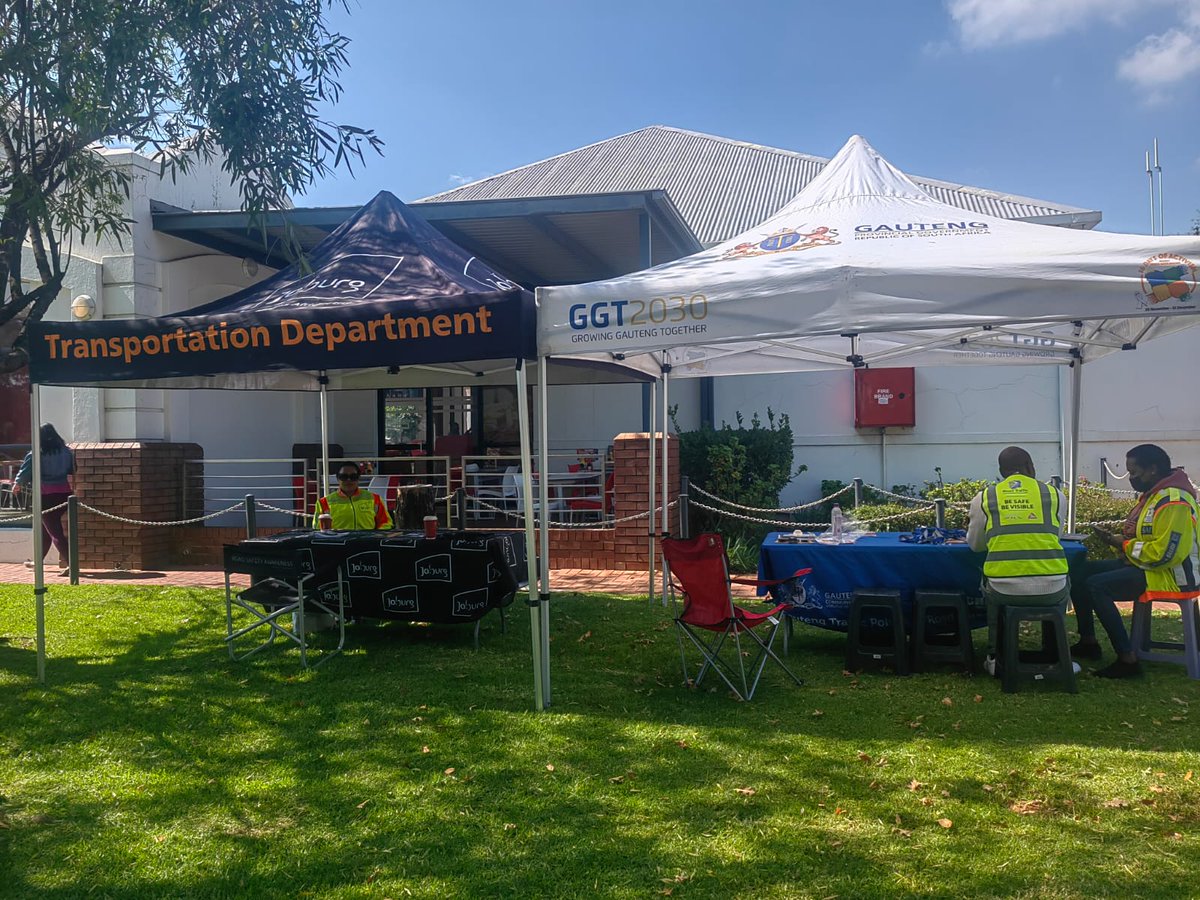 City of Joburg Transport Department and Gauteng Community Safety are at Grasmere Engen Garage promoting Road Safety. Drivers are encouraged to drive with caution ⚠️ during road maintenance. #ArriveAlive