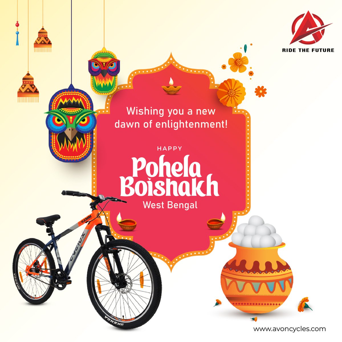 Ride into a new dawn of enlightenment with Avon Cycles! Celebrate Poila Baisakh of West Bengal. Let's pedal towards new beginnings together! 🎉 #PoilaBaisakh #NewBeginnings #AvonCycles