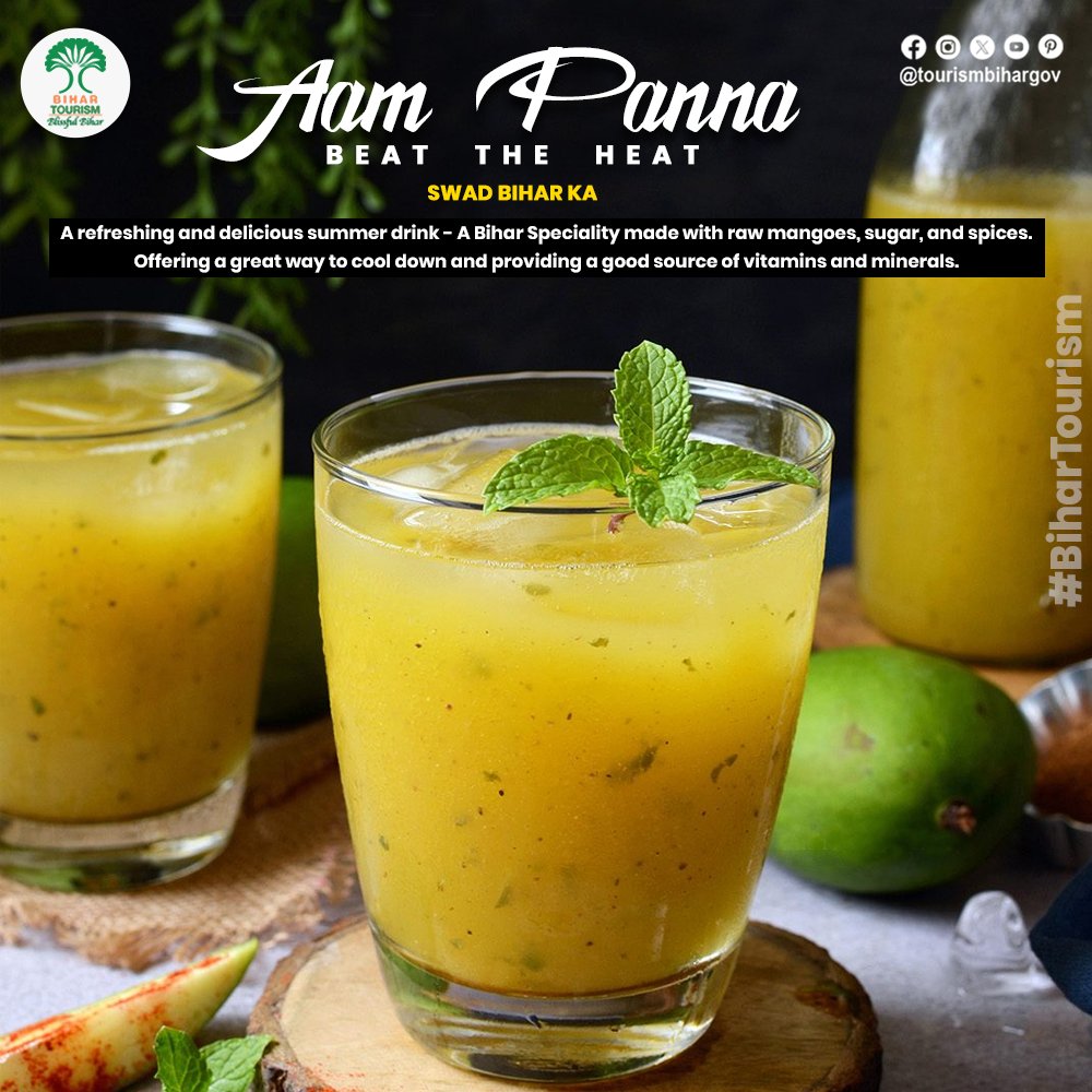 Savor the taste of summer with Aam Panna – Bihar's refreshing delight made from raw mangoes, sugar, and spices. Beat the heat while enjoying a delicious boost of vitamins and minerals in every sip. . . . #SwadBiharKa #DhanaruaKiLaai #BiharTourism #BlissfulBihar #ExperienceBihar…