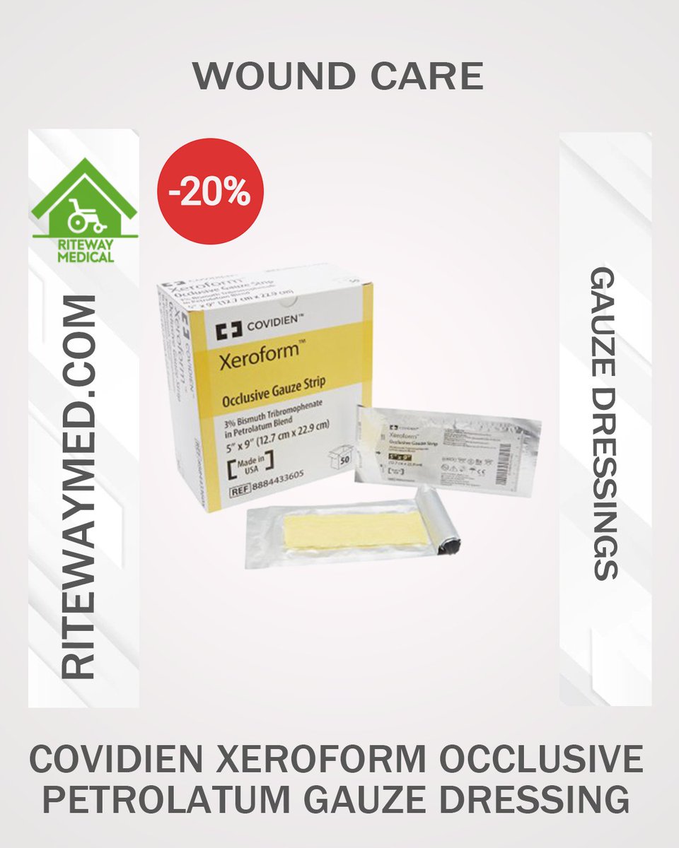 Ensure proper wound healing with Covidien Xeroform Occlusive Petrolatum #GauzeDressing. Ideal for medical facilities and home care, this dressing is now available at a #medicalsupply store in Tampa. Take advantage of 20% off for #woundcare. Buy Online: ritewaymed.com/product/covidi…