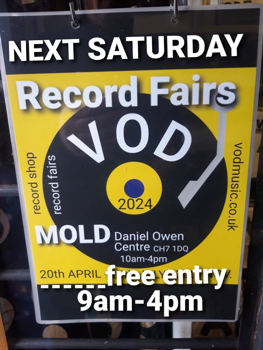 Next Saturday is the first VOD record fair of the year, it is also Record Store Day. Join us in Mold for a celebration of real music! Our record fair will start at slightly earlier time of 9am and run to the usual 4pm close. #recordfairs #wales #flintshire #createdigging #mold