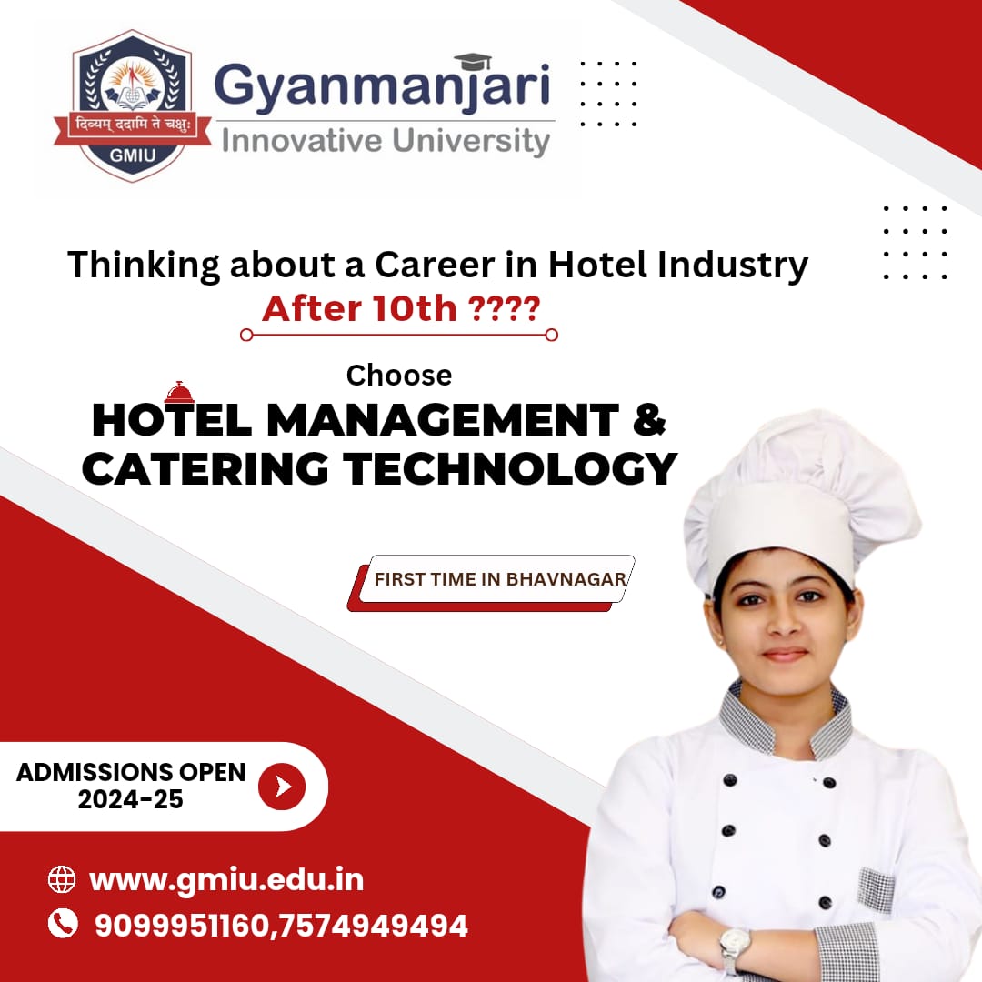 'Step into the world of hospitality excellence! Hotel Management & Catering Technology admissions open 2024. Elevate your skills, ignite your passion, and embark on a fulfilling career journey with us.' -GMIU

#gyanmanjariinnovativeuniversity #gmiu #hotelmanagement