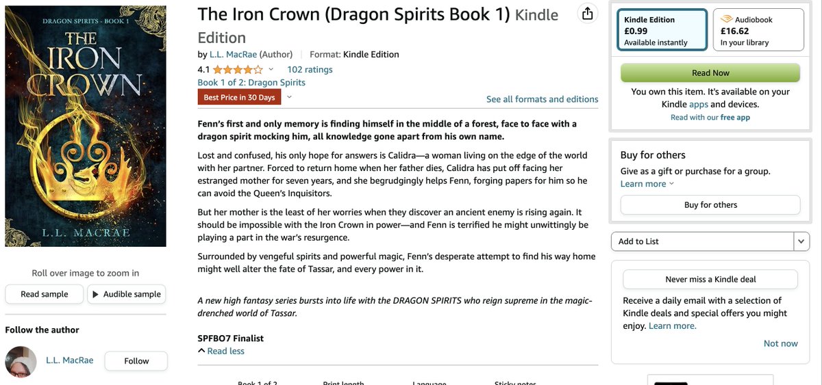 Did someone say indie fantasy book sale? I've dropped the prices for my Dragon Spirits and World of Linaria eBooks on Amazon right now! Wanted to start either series or grab a sequel? Now's your chance: Dragon Spirits: mybook.to/IronCrown Linaria: mybook.to/MorodaWOL