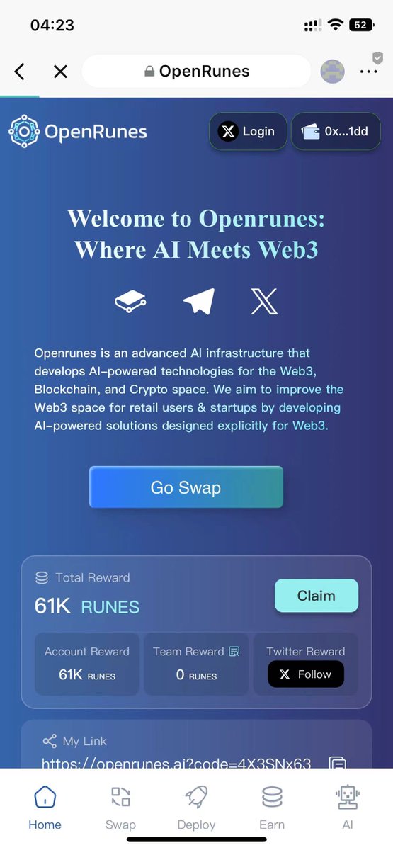 ARB链上一个空投查询，ARB链上有过交易记录的好像都有，
查询链接：
openrunes.ai/?code=4X3SNx63