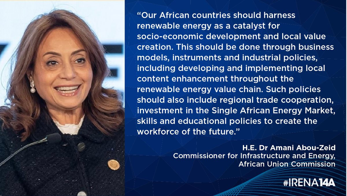 Our collective ambition to #3xRenewables requires greater intl. cooperation. @HEDrAbouZeid, Commissioner for Infrastructure & Energy of @_AfricanUnion will join #IRENA14A to chart a strategic way forward to course correct the #energytransition. 👉bit.ly/4a0H8ZH