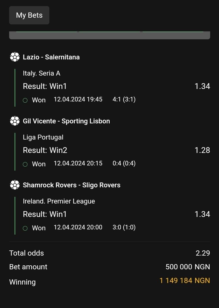 2 ODDS BANKER BET ON MELBET WON AS USUAL ✅✅✅
CONGRATULATIONS  IF YOU GOT ON IT 👌✅️

Join My Telegram Channel  👇
t.me/+5XbQZW7KdWE3M…