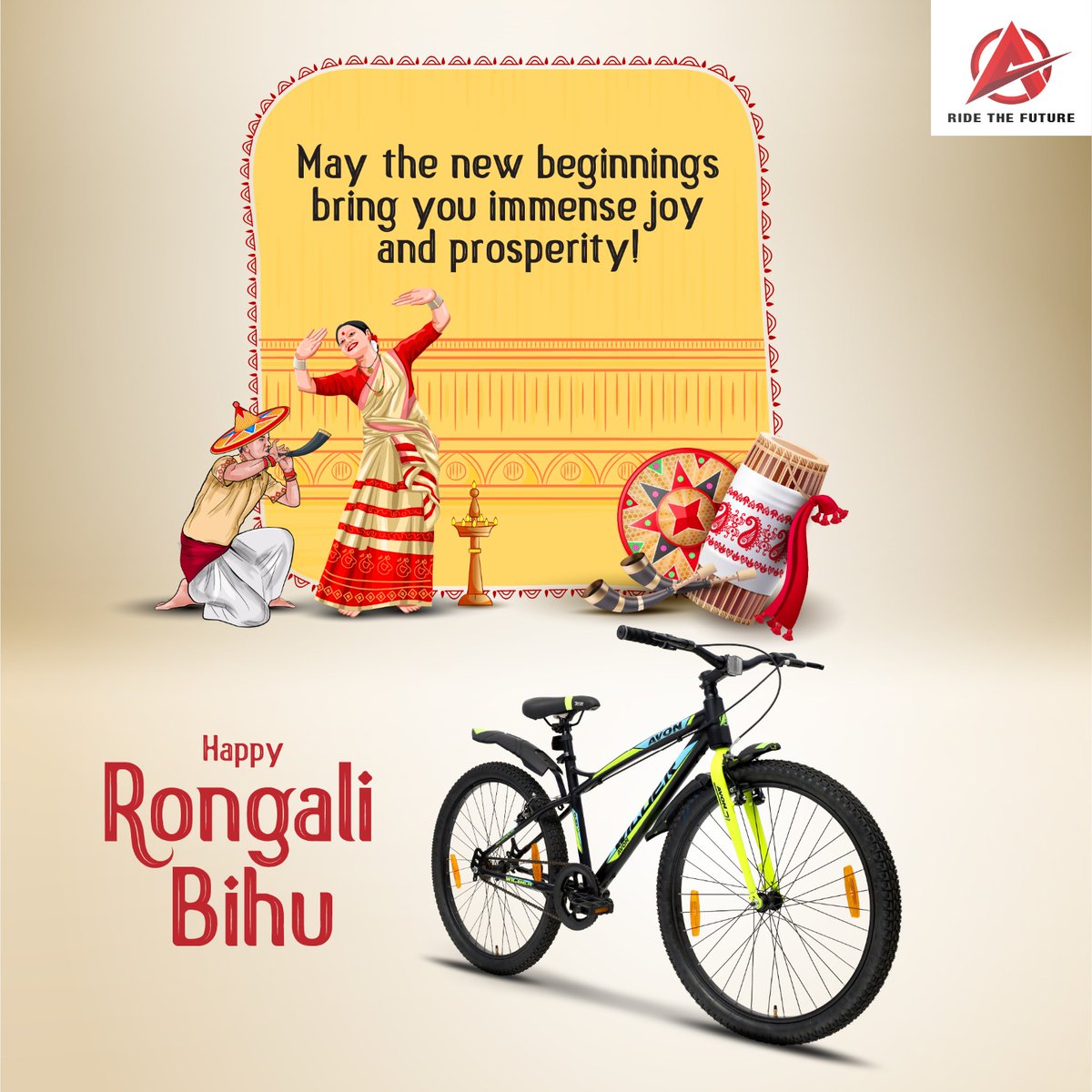 AvonCyclesIndia's tweet photo. May this auspicious occasion mark the start of new journeys filled with joy and abundance. Happy Rongali Bihu, Assam! #NewBeginnings #Prosperity #AvonCycle https://t.co/z9aPkVTChz