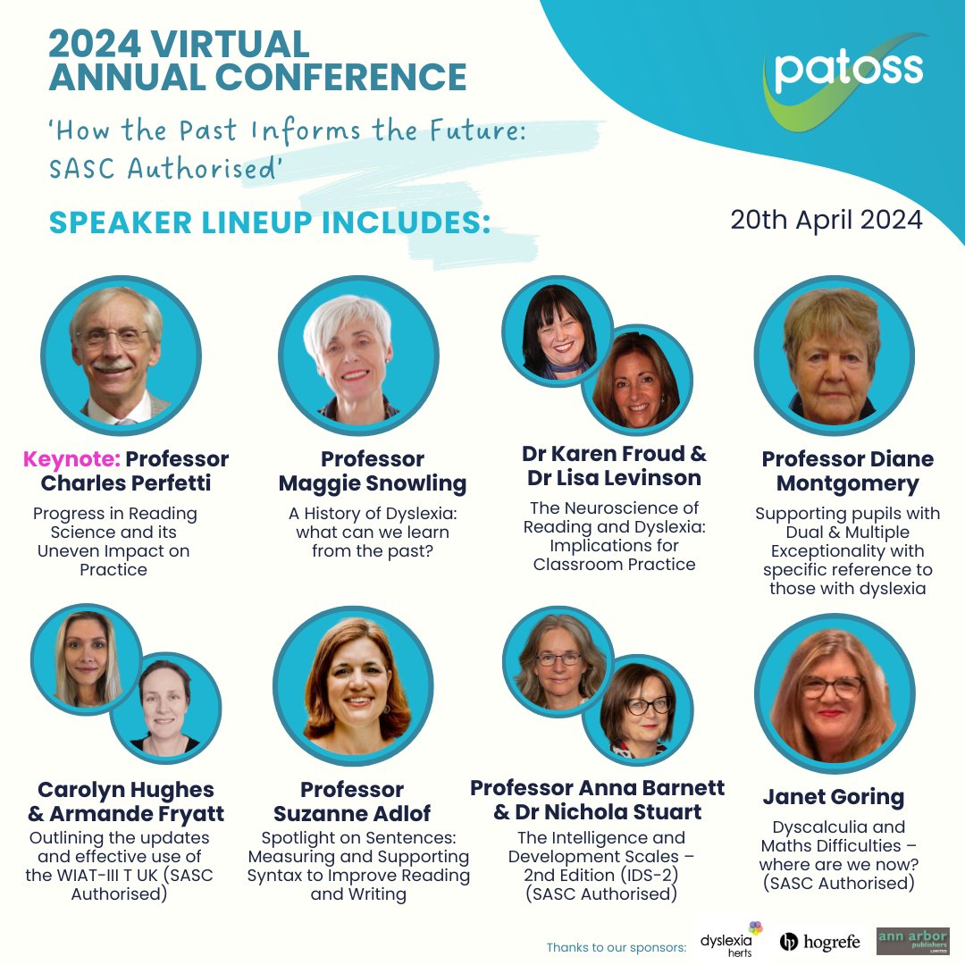 1 week to go! The Patoss 2024 Virtual Annual Conference 'How the Past Informs the Future: SASC Authorised' is taking place NEXT Saturday 20th April, 8:00am-5:00pm. 📆 Saturday 20th April 2024, 8:00am-5:00pm 🌐 shorturl.at/jxzA6 #patossconference #patossconference2024