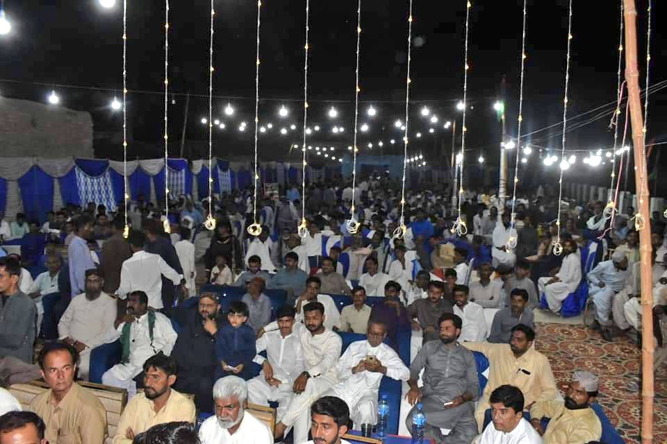 Khairpur: Ex CM Sindh Syed Qaim Ali Shah Jillani Sb & MNA Dr Nafisa Shah Jillani Sahiba  Attend Eid Milan Party Arranged By Sardar Sher dil Zahid Hussain Phulpoto At Gari Pul Khairpur.