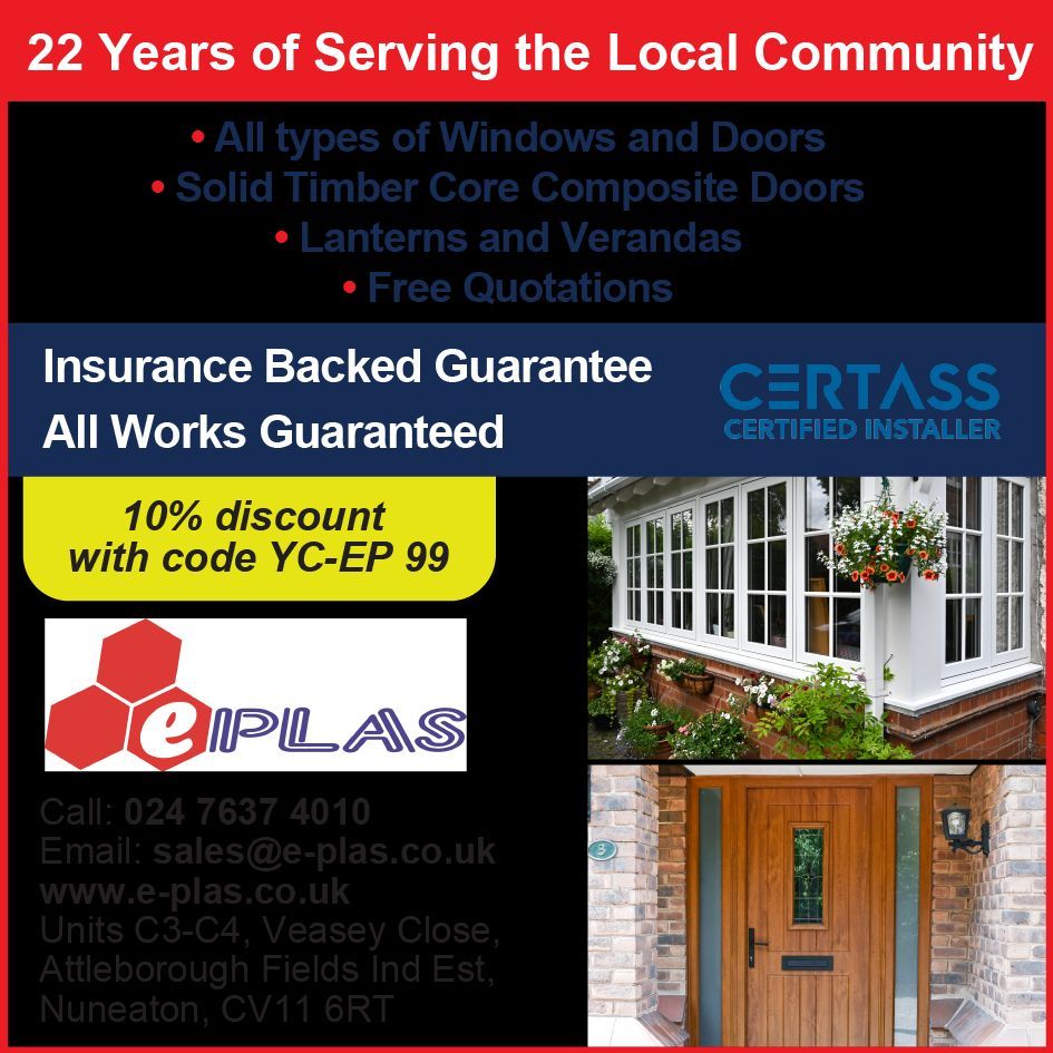 Are you thinking of updating your home? e-Plas Ltd can supply a range of windows, doors, conservatories & garage doors. They also offer an expert home improvements service. Give them a call on 024 7637 4010. Read more: buff.ly/42xXMNg #buildingmaterials #homeimprovements