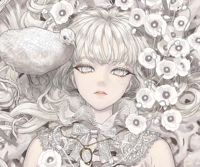 白い世界を描く。悩みながら描いてる。 