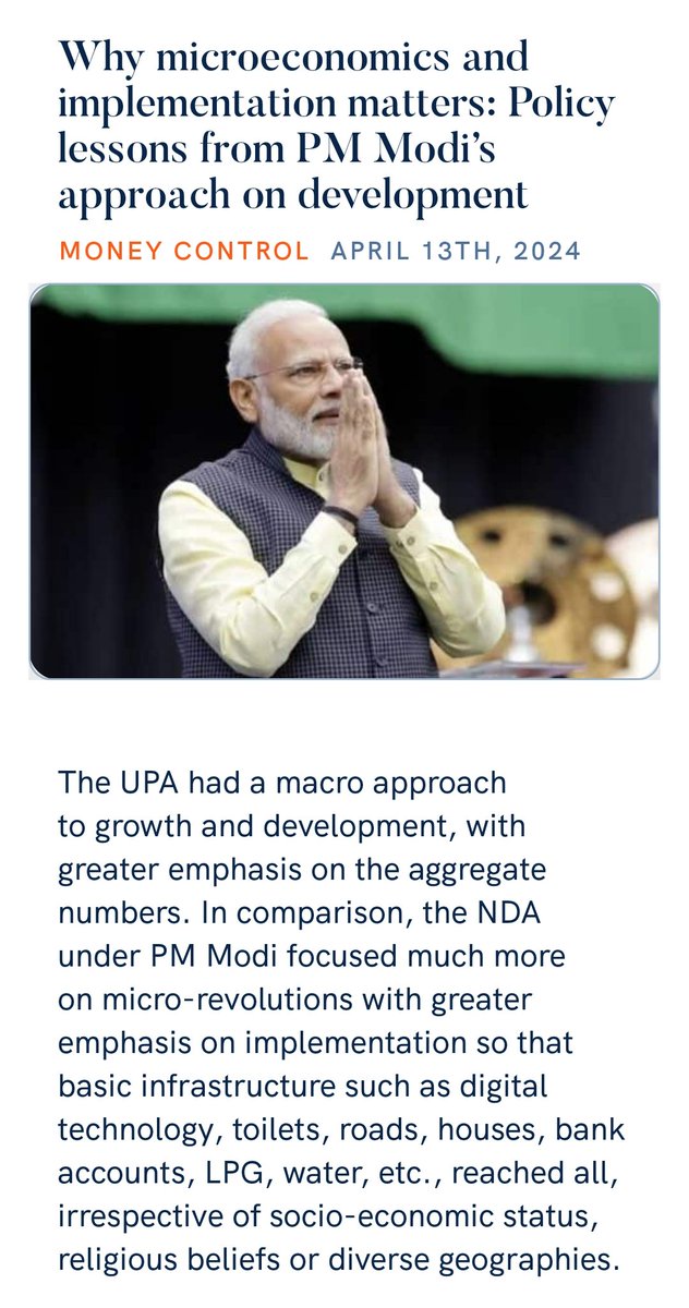 Why microeconomics and implementation matters: Policy lessons from PM Modi’s approach on development moneycontrol.com/news/opinion/w… via NaMo App