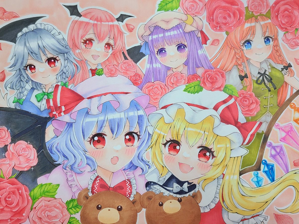 cirno ,clownpiece ,daiyousei ,eternity larva ,lily white ,luna child ,star sapphire ,sunny milk long hair looking at viewer blush smile open mouth short hair blue eyes  illustration images