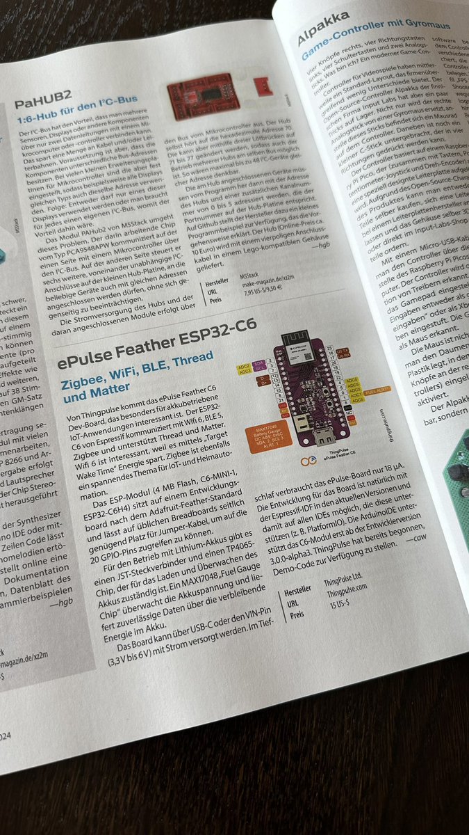 ThingPulse (@thingpulse) on Twitter photo Our ePulse Feather C6 has been featured in the latest edition of the German <a href="/MakeMagazinDE/">Make Magazin</a>! Thank you for the honor! thingpulse.com/product/epulse… Our ePulse Feather C6 has been featured in the latest edition of the German <a href="/MakeMagazinDE/">Make Magazin</a>! Thank you for the honor! thingpulse.com/product/epulse…