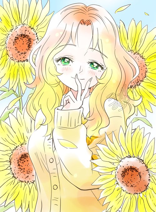 「緑色の眼 向日葵」のTwitter画像/イラスト(新着)