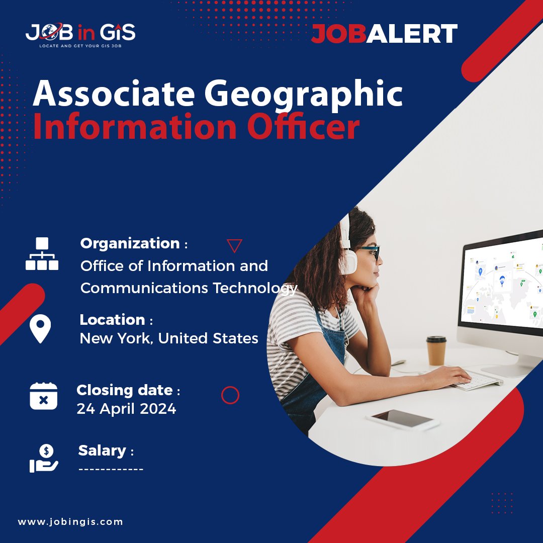 #jobingis: Office of Information and Communications Technology is hiring an Associate Geographic Information Officer
📍: #NewYork #UnitedStates

Apply here 👉 : jobingis.com/jobs/associate…

#Jobs #mapping #GIS #geospatial #remotesensing #gisjobs #Geography #cartography #USA