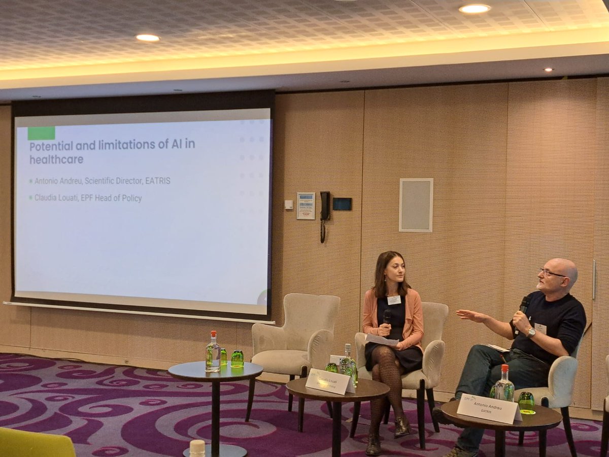 For the second session of the day, Claudia Louati, @eupatientsforum Head of Policy interviews Antonio Andreu, @EatrisEric Scientific Director on the potential and limitations of #AI in #healthcare!