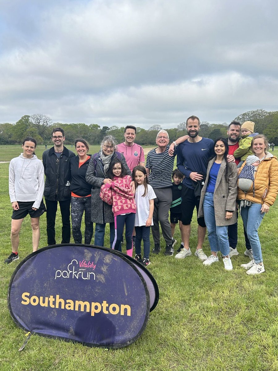 Seven of us from three generations completed @Sotonparkrun today. Here we are with the all important support group #parkrun @parkrunUK #southampton