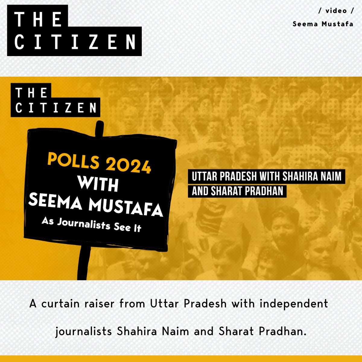 Polls 2024 with @seemamustafa A curtain raiser from Uttar Pradesh with independent journalists @shahiranaim and @sharatpradhan21 Full Video Out Now : youtu.be/qVkSUVKL210 #Elections2024 @BJP4India @INCIndia @TMCNaboJowar #indiavotes