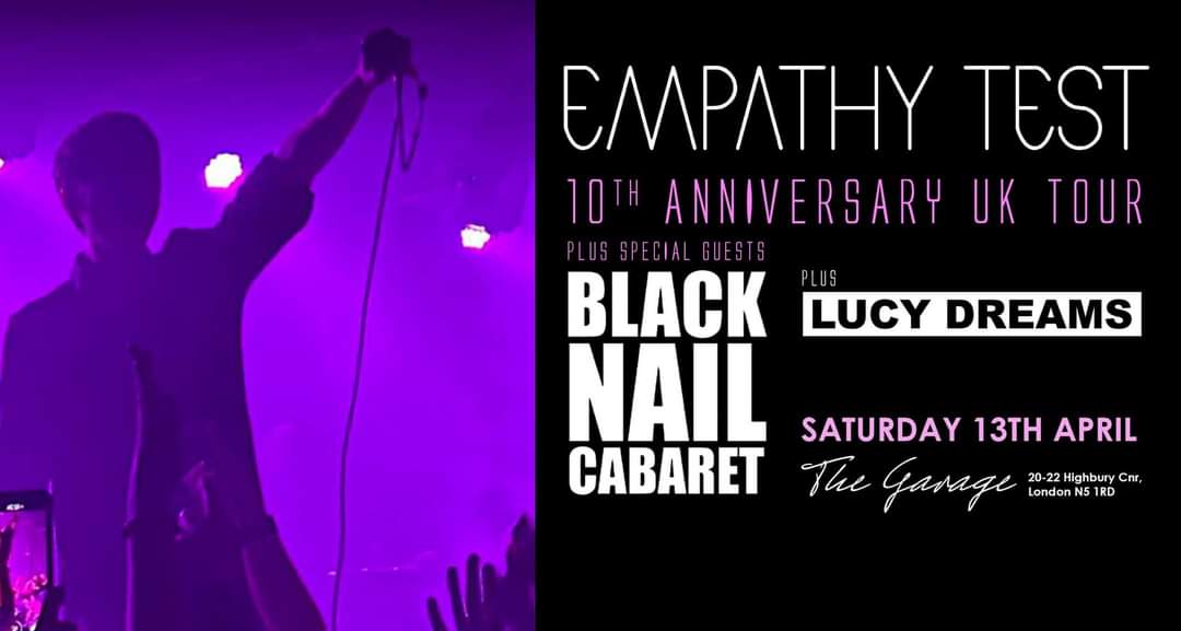 Doors open at 6pm at @TheGarageHQ tonight, w/@LucyDreamsdp going on soon after. Black Nail Cabaret main support. The 7pm doors info on The Garage website is incorrect. We repeat, arrive at 6pm! Tickets available on the door.